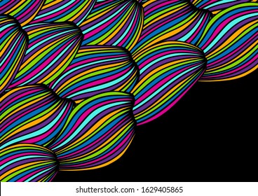 Card design with waves. Background with sea, river or water texture. Wavy striped abstract fur or hair.