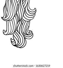 Card design with waves. Background with sea, river or water texture. Wavy striped abstract fur or hair.