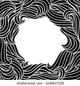 Card design with waves. Background with sea, river or water texture. Wavy striped abstract fur or hair.