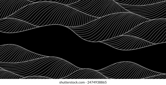 Card design with waves. Background with sea, river or water texture.