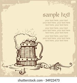 card design with woody beer mug and place for text