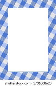 Card, diploma, certificate template with blue on white tartan scotland ornament frame, size A4