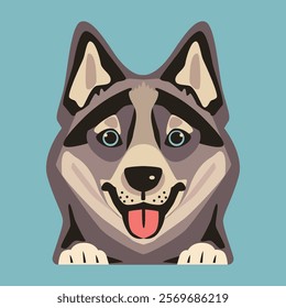 Card of dog cartoon Hasky.