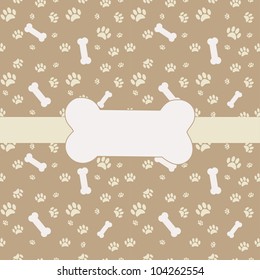 Card  with dog paw print and bones