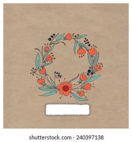 card doodle flower wreath