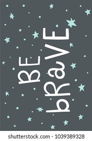 Card with dots, stars and lettering text. Vector hand drawn illustration.