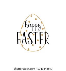 Card with dotted Easter egg and handwritten inscription Happy Easter. Vector illustration. EPS 10.
