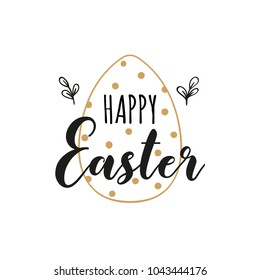 Card with dotted Easter egg and handwritten inscription Happy Easter. Vector illustration. EPS 10.