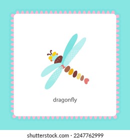 card with dragonfly vector illustration
