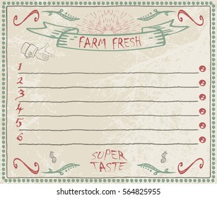 
Card for drawing up the menu. rough lines and scratches. full vector.