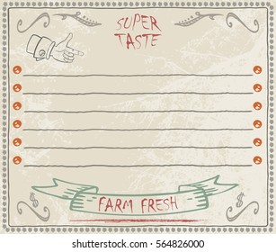 
Card for drawing up the menu. rough lines and scratches. full vector.