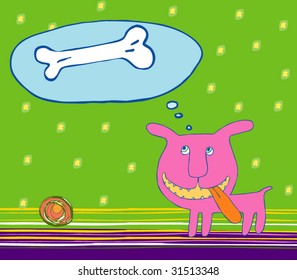 card with  dreaming dog
