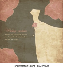 Card with dress, wedding invitation