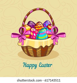 Card with Easter eggs in a basket