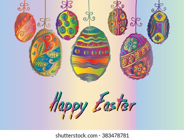  Card with Easter eggs. vector illustration
