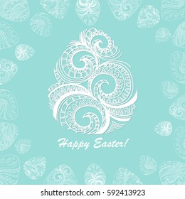 Card of Easter with filigree graphic eggs for design