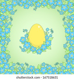 Card with Easter yellow egg. Vector cartoon illustration.