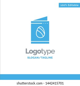 Card, Egg, Easter, Wedding Blue Solid Logo Template. Place for Tagline
