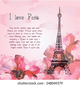 card to the Eiffel Tower. vector