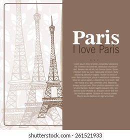 card to the Eiffel Tower. vector