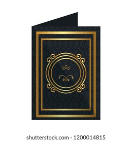 card with elegant circular golden frame