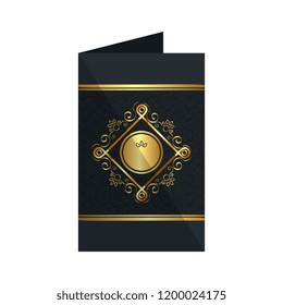 card with elegant circular golden frame