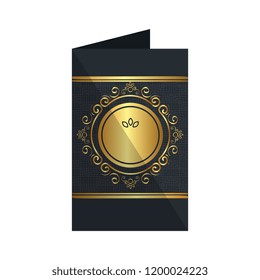 card with elegant circular golden frame