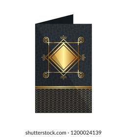 card with elegant rhombus golden frame