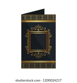 card with elegant square golden frame