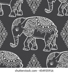 Card with Elephant. Frame of animal made in vector. Pattern Illustration for design, pattern, textiles. Use for children clothes, pajamas