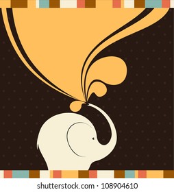 card with the elephant. Vector illustration
