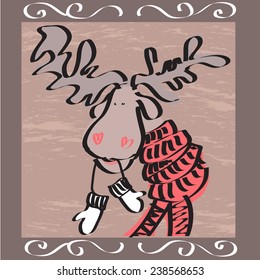 card with elk in a scarf