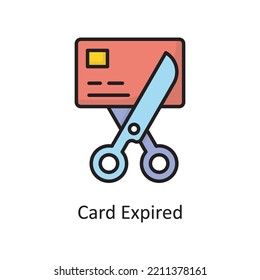 Karte abgelaufen Vektorgrafik ausgefüllt Outline Icon Design Illustration. Bank- und Zahlungssymbol auf weißem Hintergrund - EPS10-Datei