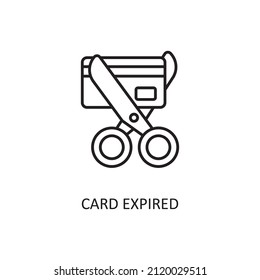 Ilustración de diseño del icono de contorno del vector de tarjeta caducada. Símbolo de banca y pago en fondo blanco EPS 10 Archivo