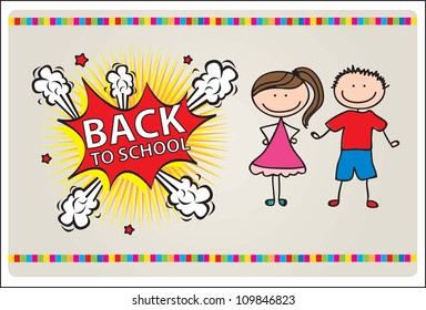 card with a  explosion of back to school vector illustration