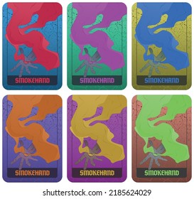Card face "Smoke hand" vector set