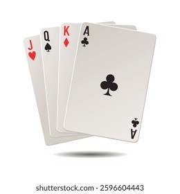Card fan. Cards of different suits on a white background. Vector clipart.