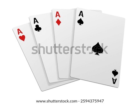 Card fan. Cards of different suits on a white background. Vector clipart.