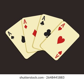 Card Fan. Vector 3d cards isolated on brown background.
