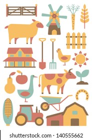 card with farm related items