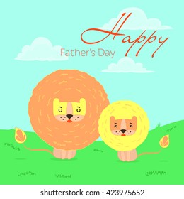 Card to Father's day with lions