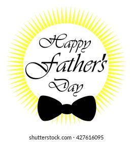 Card father's day text, isolated, Sun with tie
