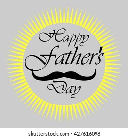 Card father's day text, isolated, Sun with mustache on the gray background