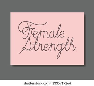 card with female strength message hand made font