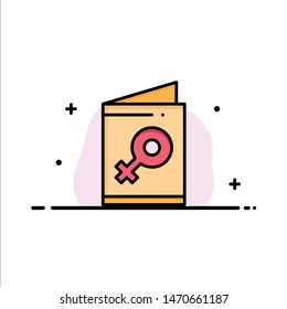 Card, Female, Symbol, Invite Business Logo Template. Flat Color. Vector Icon Template background