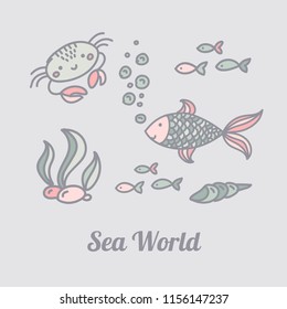Card with fish and crab