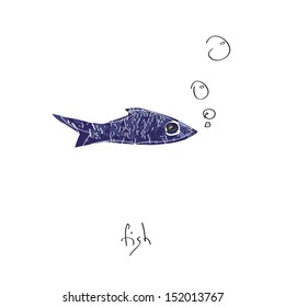 Card with fish.Isolated on white background.Vector.