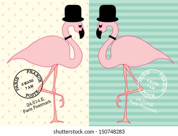 Card With Flamingo Design
