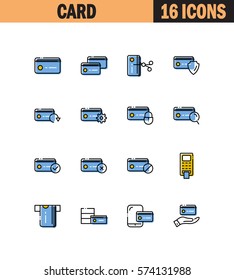 Card flat icon set. Collection of high quality outline symbols for web design, mobile app. Card vector thin line icons or logo.