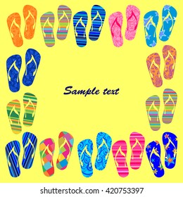 Card with flip-flops. Vector illustration